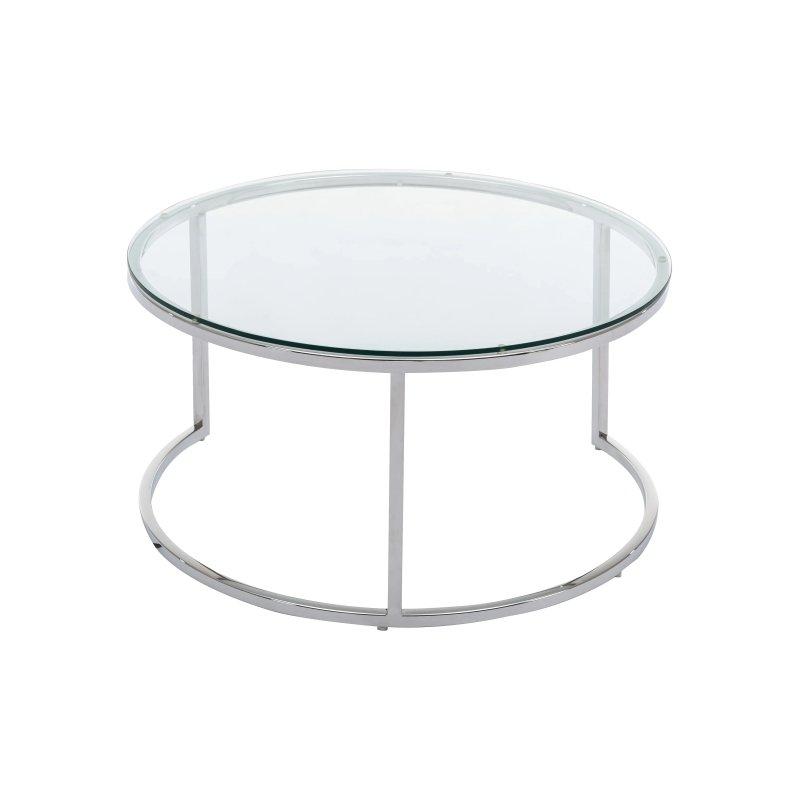 60 cm Yuvarlak Gümüş Renkli Cam Zigon Sehpa - 106792