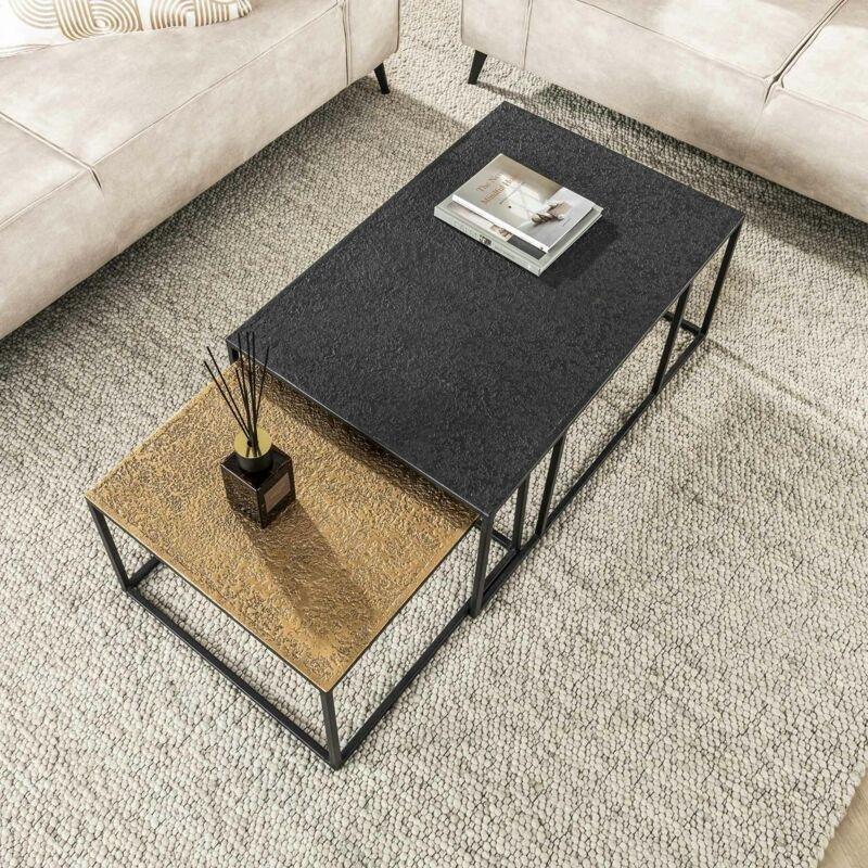 90x60 cm Siyah Gold Metal Zigon Sehpa - 107368