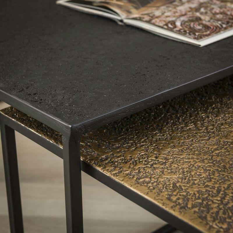 90x60 cm Siyah Gold Metal Zigon Sehpa - 107368
