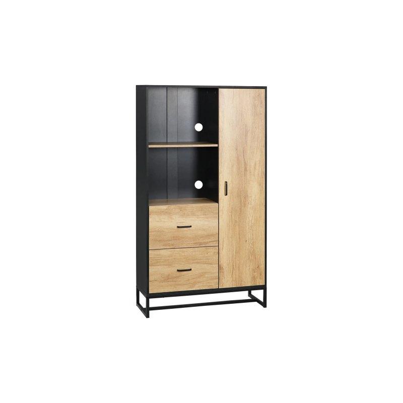 Açık Ahşap ve Siyah Çok Amaçlı Dolap 88x35x160 cm - 92656