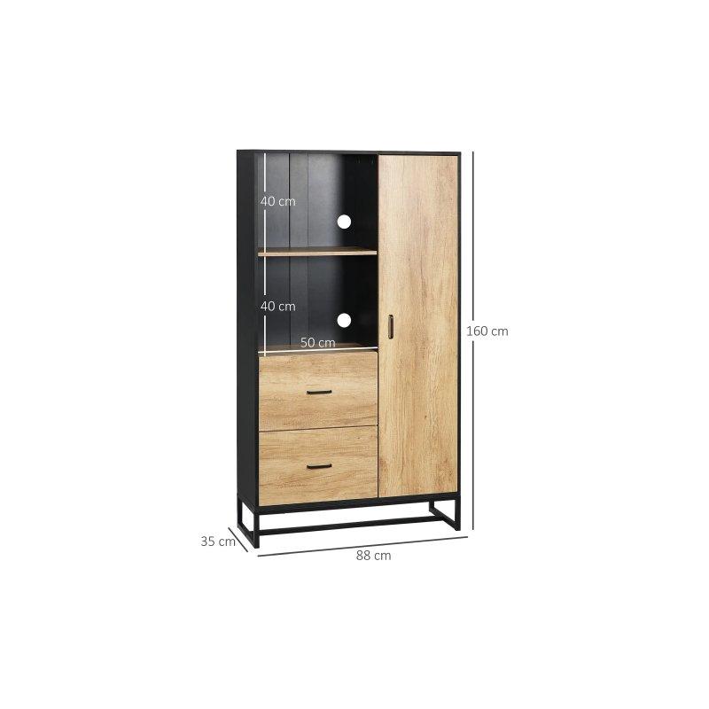 Açık Ahşap ve Siyah Çok Amaçlı Dolap 88x35x160 cm - 92656