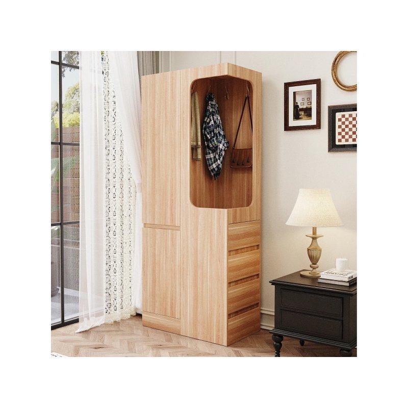 Açık Asılı Bölümlü Endüstriyel Ahşap Gardrop 70x40x170 cm - 90433