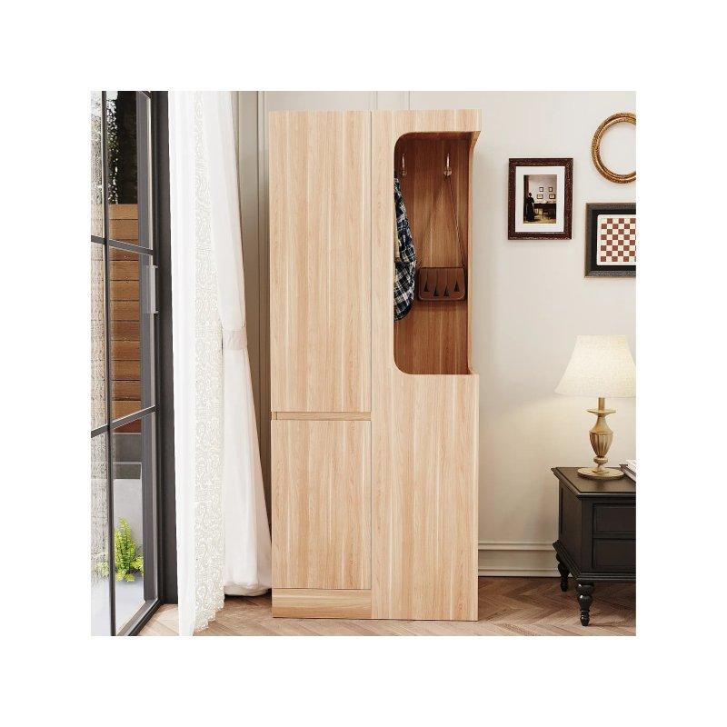 Açık Asılı Bölümlü Endüstriyel Ahşap Gardrop 70x40x170 cm - 90433