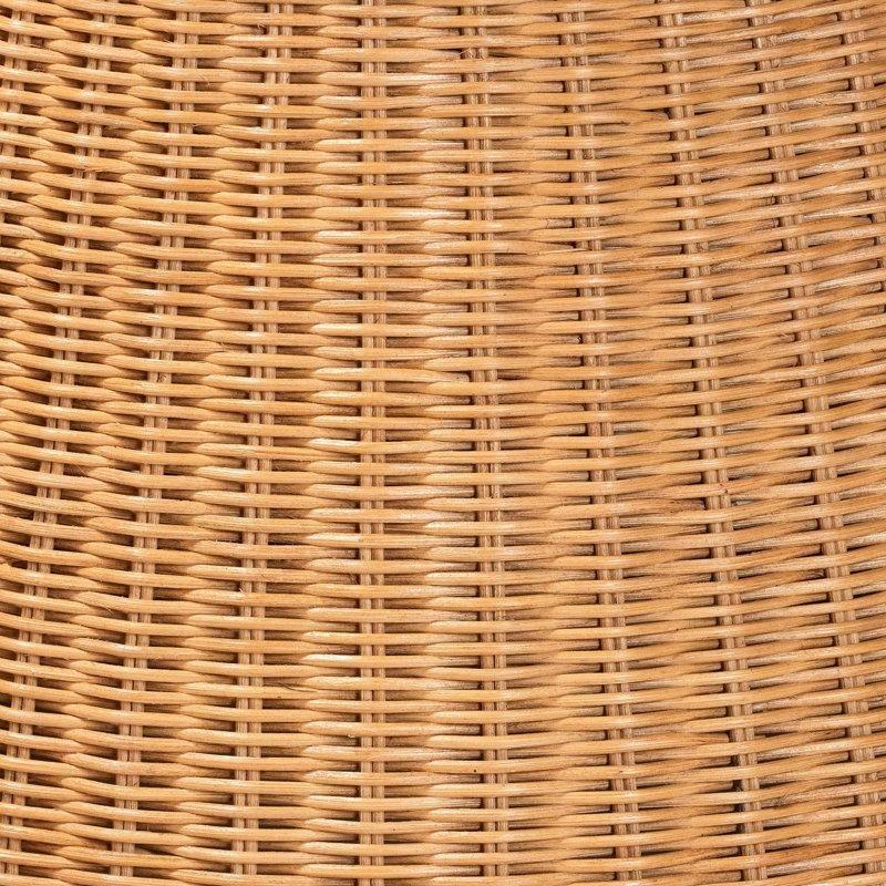 Açık Bal Rengi Hasır Cam Tablalı Örgülü Hasır Yan Sehpa-52x52x56 cm - 113058