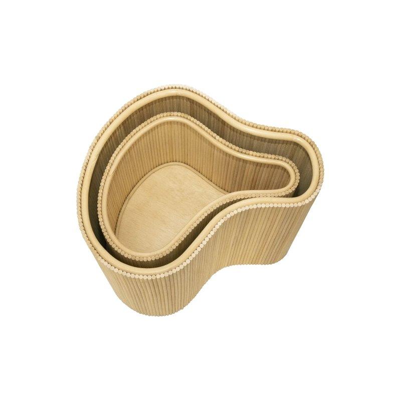 Açık Doğal Renk Rattan İstiflenebilir Depolamalı Tasarım Yan Sehpa-52x40x45 cm - 110171
