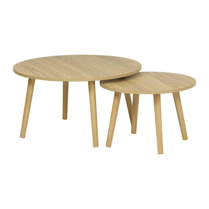 Açık Kahverengi Yuvarlak Zigon Sehpa 70 cm ve 50 cm - 106735