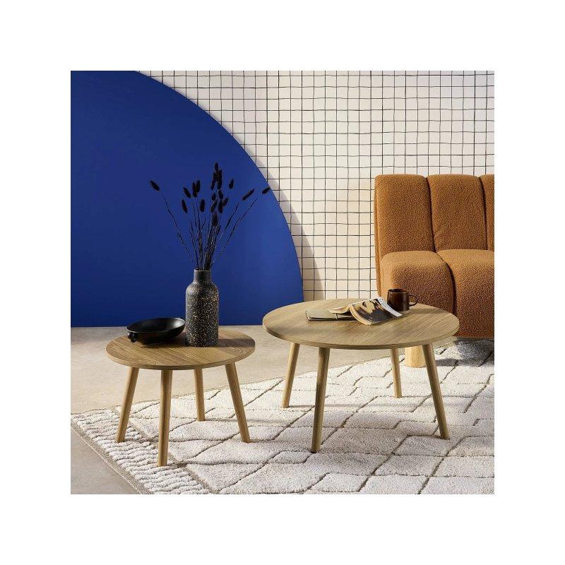 Açık Kahverengi Yuvarlak Zigon Sehpa 70 cm ve 50 cm - 106735