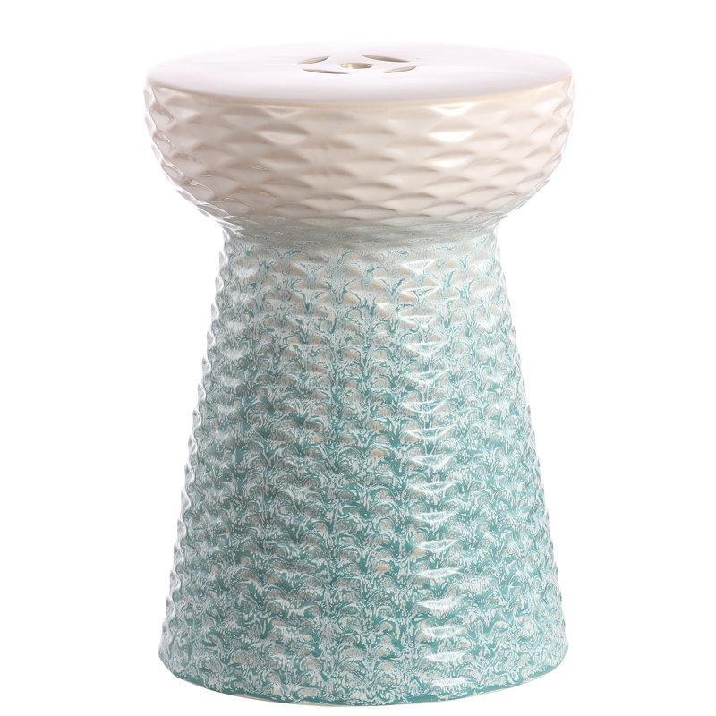 Açık Mavi Seramik Suya Dayanıklı Seramik Yan Sehpa-46x32x32 cm - 113505