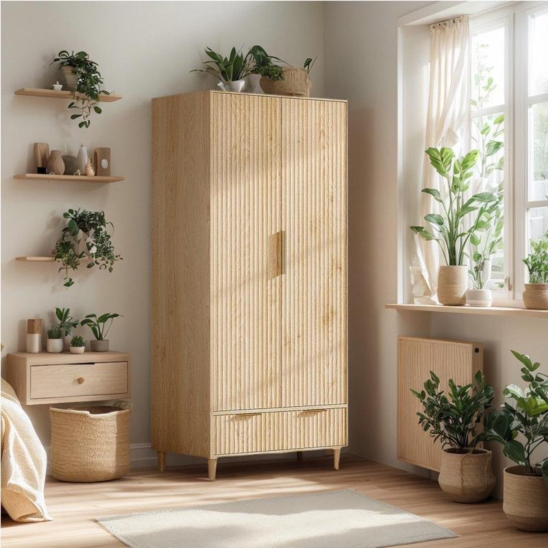 Açık Sarı Endüstriyel Ahşap Gardrop 175 cm x 80 cm x 50 cm - 91066
