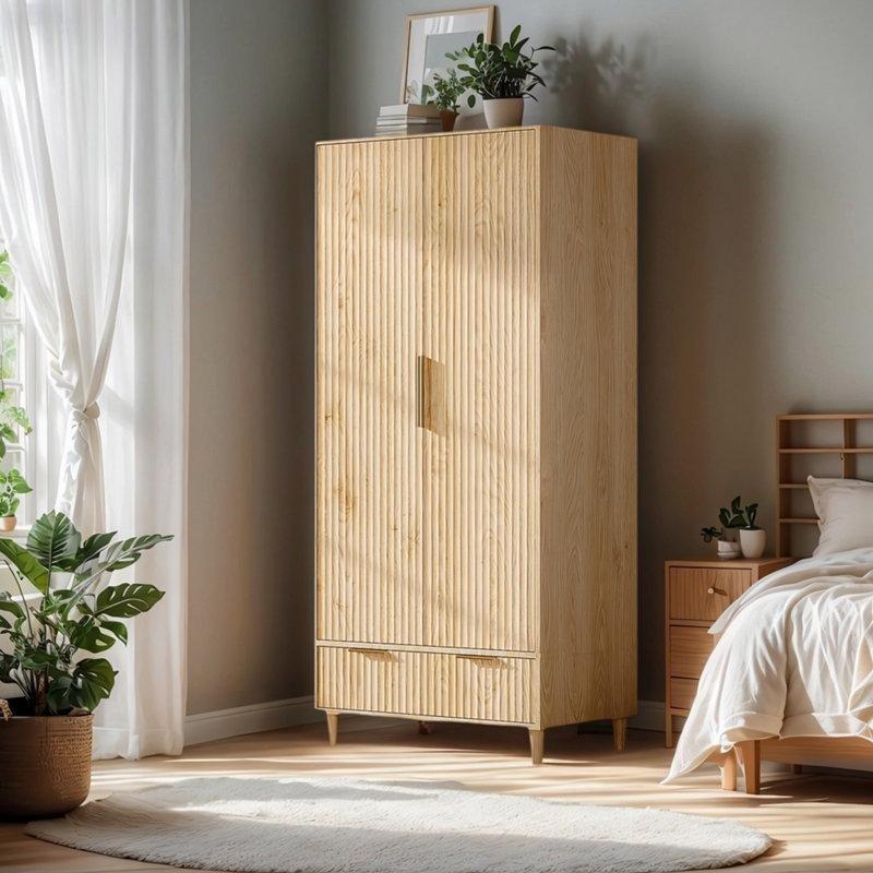 Açık Sarı Endüstriyel Ahşap Gardrop 175 cm x 80 cm x 50 cm - 91066