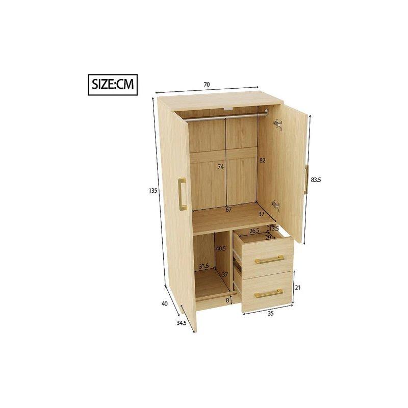 Açık Sarı Endüstriyel Ahşap Gardrop 70x40x135 cm - 90454