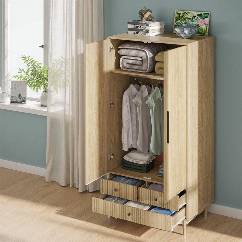 Açık Sarı Endüstriyel Ahşap Gardrop 80x160x165 cm - 91048