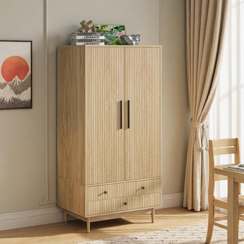 Açık Sarı Endüstriyel Ahşap Gardrop 80x160x165 cm - 91048