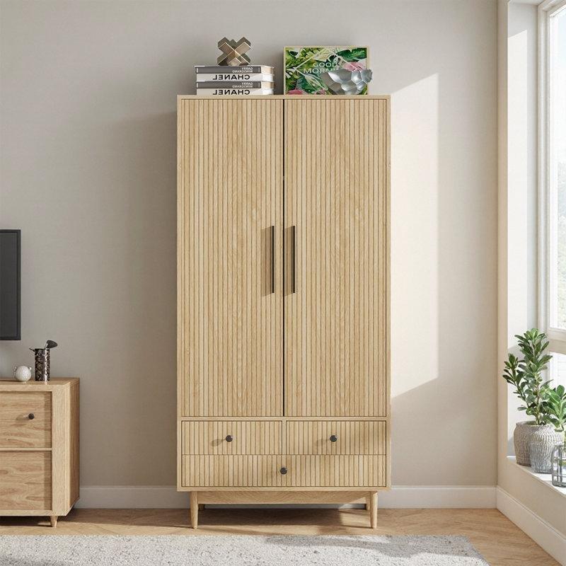 Açık Sarı Endüstriyel Ahşap Gardrop 80x160x165 cm - 91048