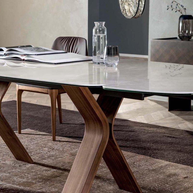 Açılabilir Porselen Masa Termokurve Ceviz Ayaklı 150x100x75 cm - 89962