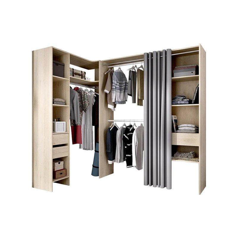 Açılı Genişletilebilir Gardrop Ceviz ve Gri 164-214 cm - 90331