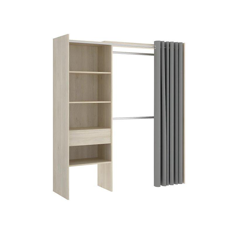 Açılı Genişletilebilir Gardrop Ceviz ve Gri 164-214 cm - 90331