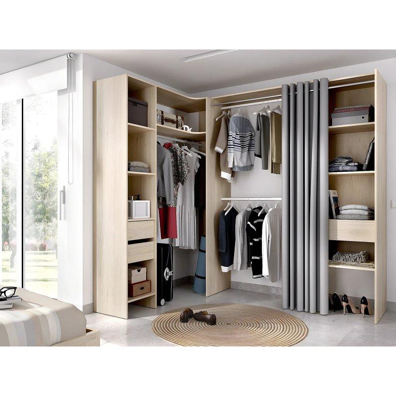 Açılı Genişletilebilir Gardrop Ceviz ve Gri 164-214 cm - 90331