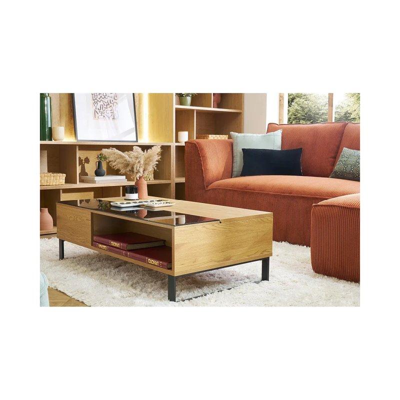 Açılır Ahşap Orta Sehpa Siyah Metal Ayaklı 110 cm - 101925