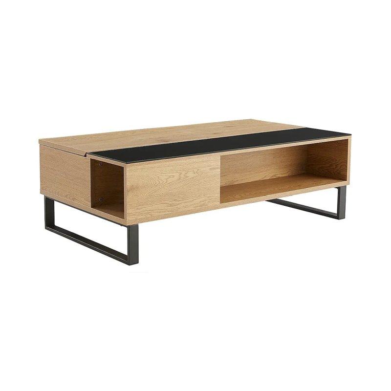 Açılır Ahşap Orta Sehpa Siyah Metal Ayaklı 110 cm - 101925