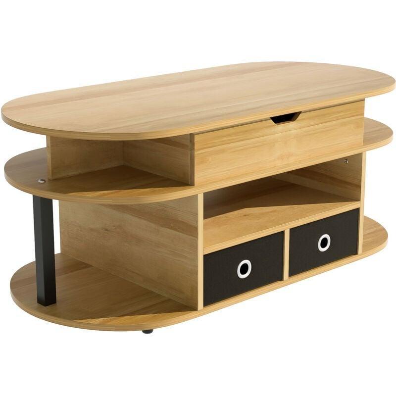 Açılır Akıllı Sehpa Doğal Ahşap 105x50x60 cm Çekmeceli - 101677