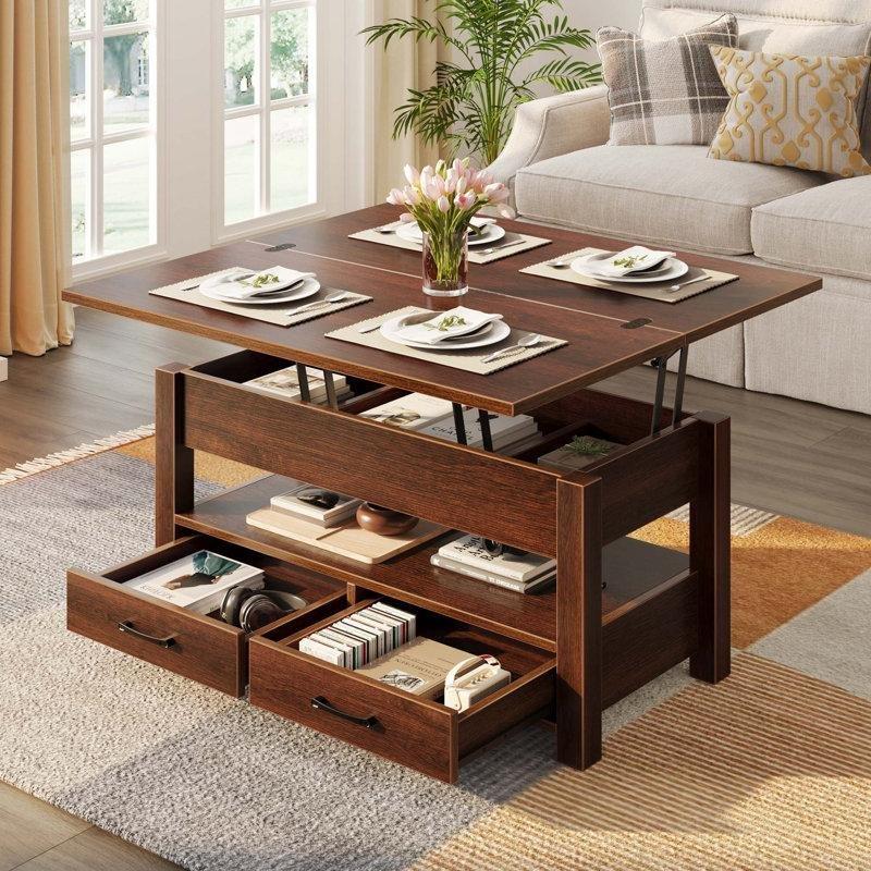 Açılır Akıllı Sehpa Endüstriyel Ahşap 100 cm x 100 cm - 101436