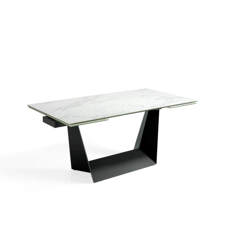 Açılır Porselen Masa Beyaz Mermer Desenli 180-270x90x75 cm - 89770