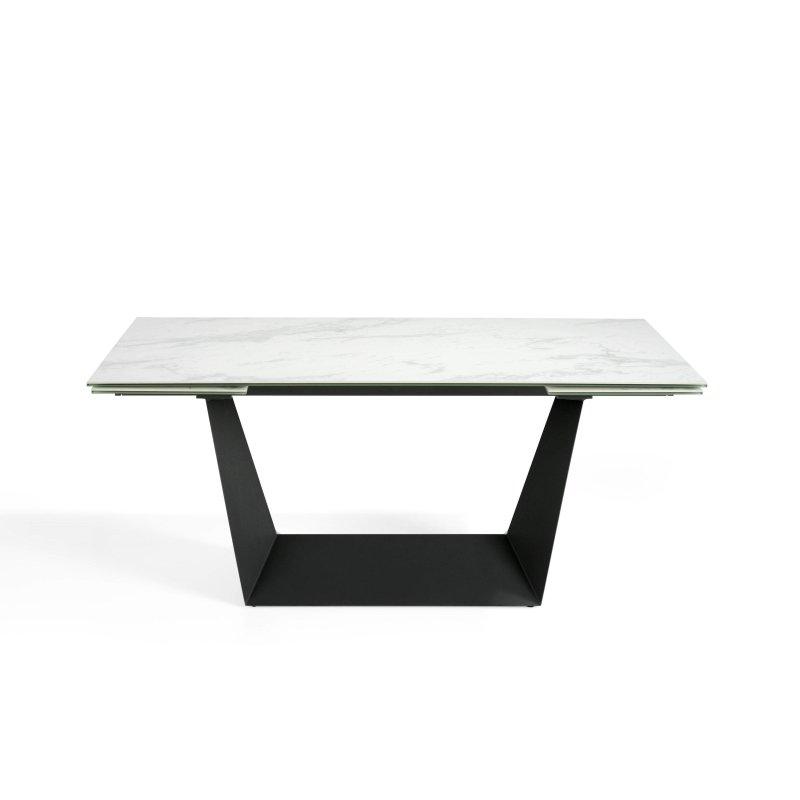 Açılır Porselen Masa Beyaz Mermer Desenli 180-270x90x75 cm - 89770