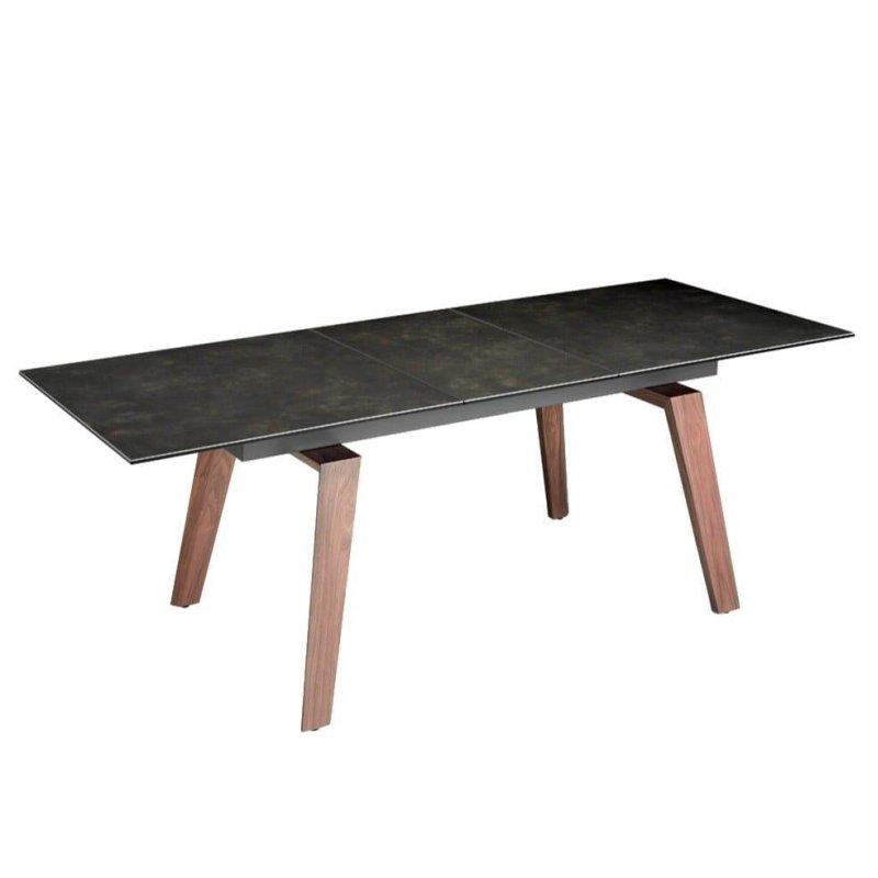 Açılır Porselen Masa Koyu Gri Ceviz Ayaklı 180-230x90x75 cm - 89773