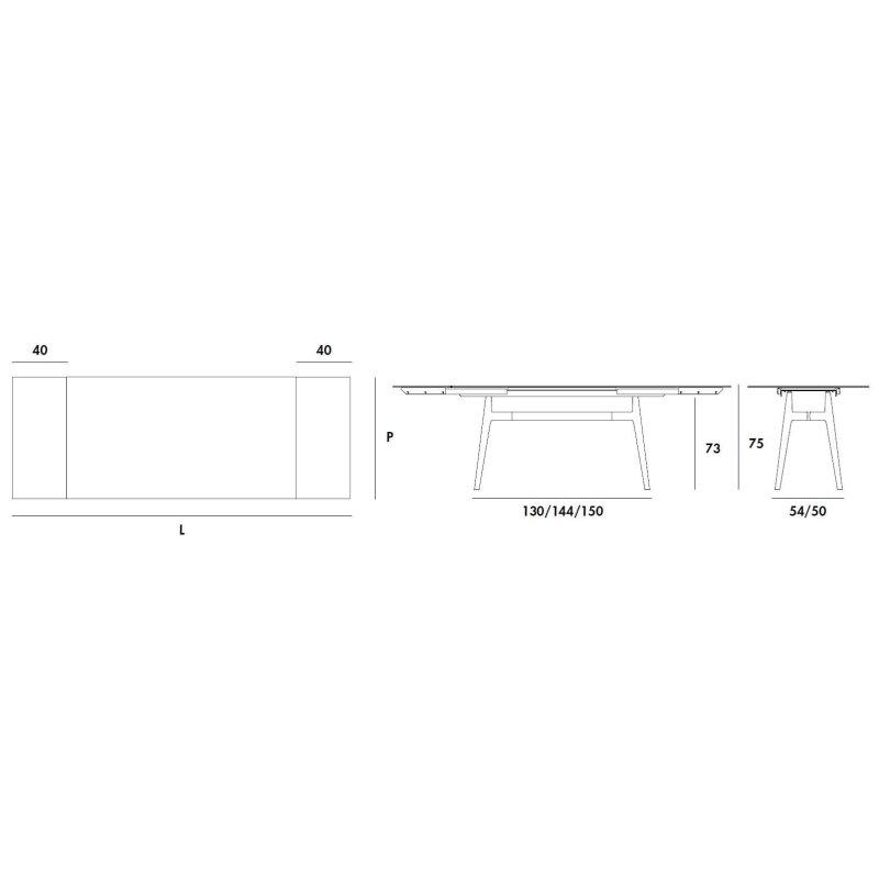 Açılır Seramik Masa Siyah Mermer Desenli 170-250 cm - 89590