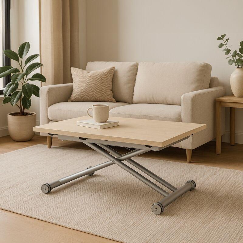 Açılır Yemek Masası Olan Sehpa Açık Meşe Rengi MDF 100x57-100 cm - 101771