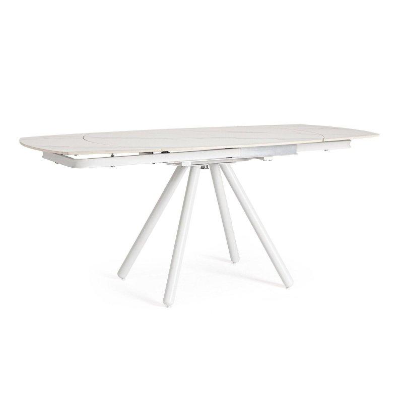 Açılır Yuvarlak Porselen Masa Çelik Ayaklı 119-178x89x77 cm - 89869