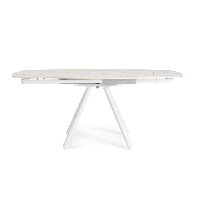 Açılır Yuvarlak Porselen Masa Çelik Ayaklı 119-178x89x77 cm - 89869