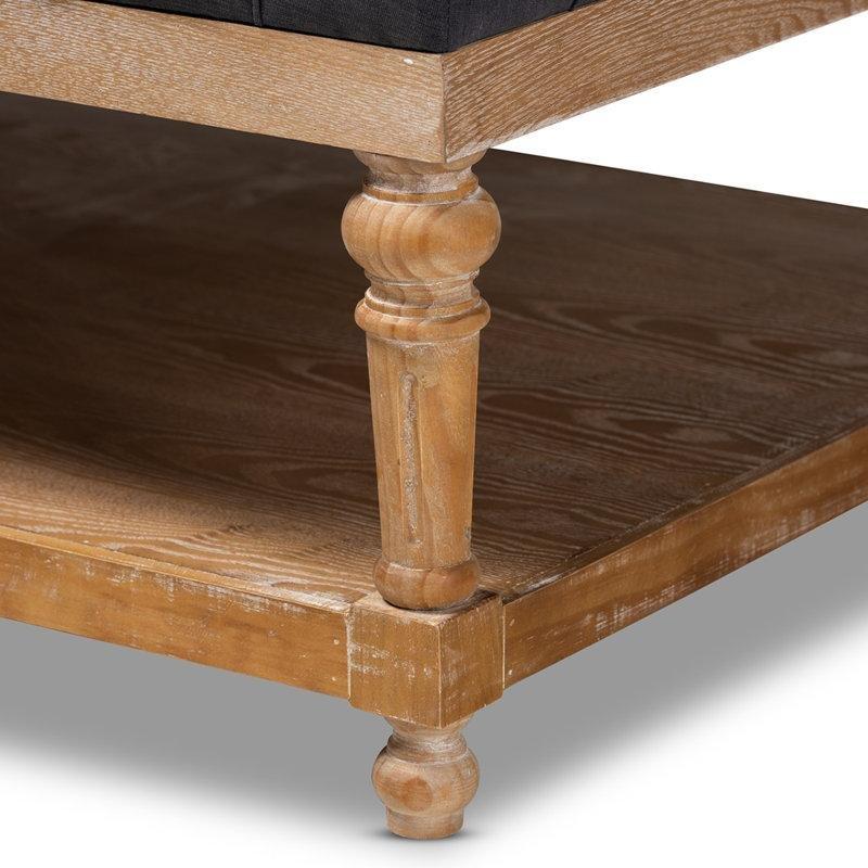 Adelman Linen Puflu Orta Sehpa 107x78 cm, Gri Açık Ahşap Ayaklı - 104848
