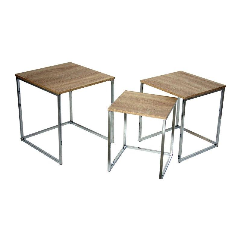 Ahşap Metal Ayaklı Zigon Sehpa 53x39x48 cm Kahverengi - 106387