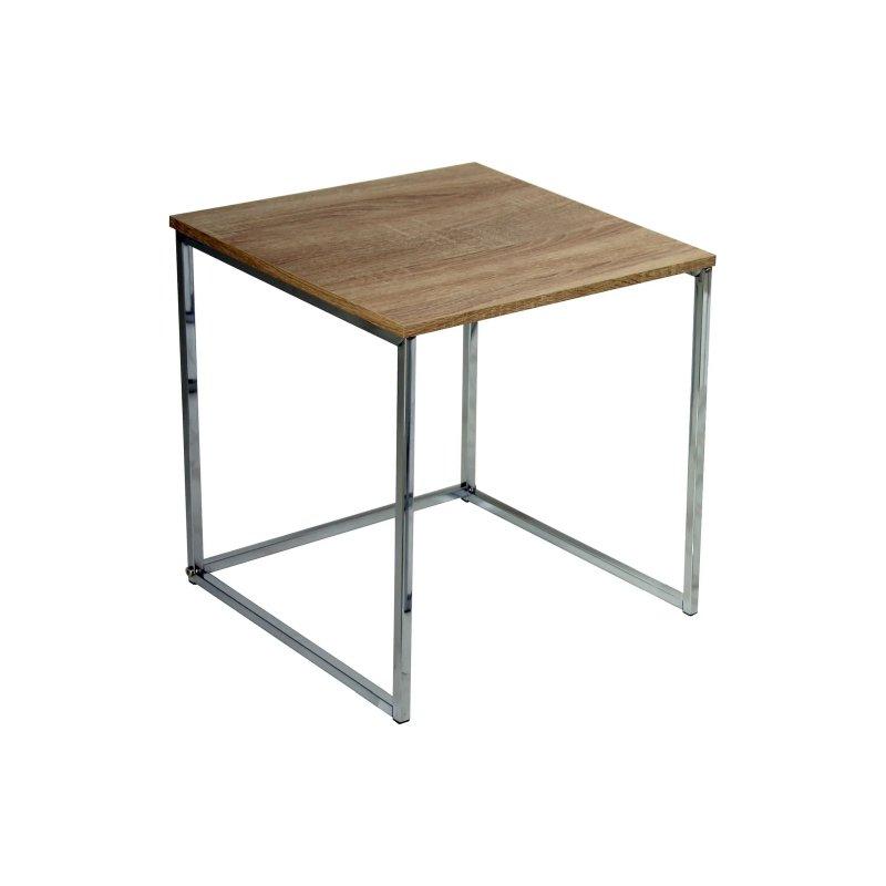 Ahşap Metal Ayaklı Zigon Sehpa 53x39x48 cm Kahverengi - 106387