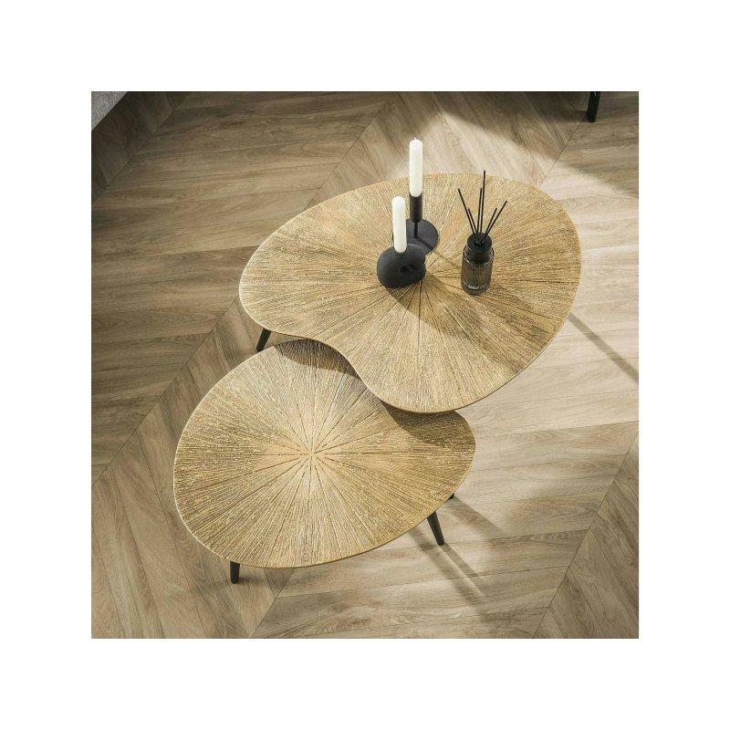 Ahşap Metal Organik Tasarım Orta Sehpa 71x56 cm (2 Parçalı Set) - 102303