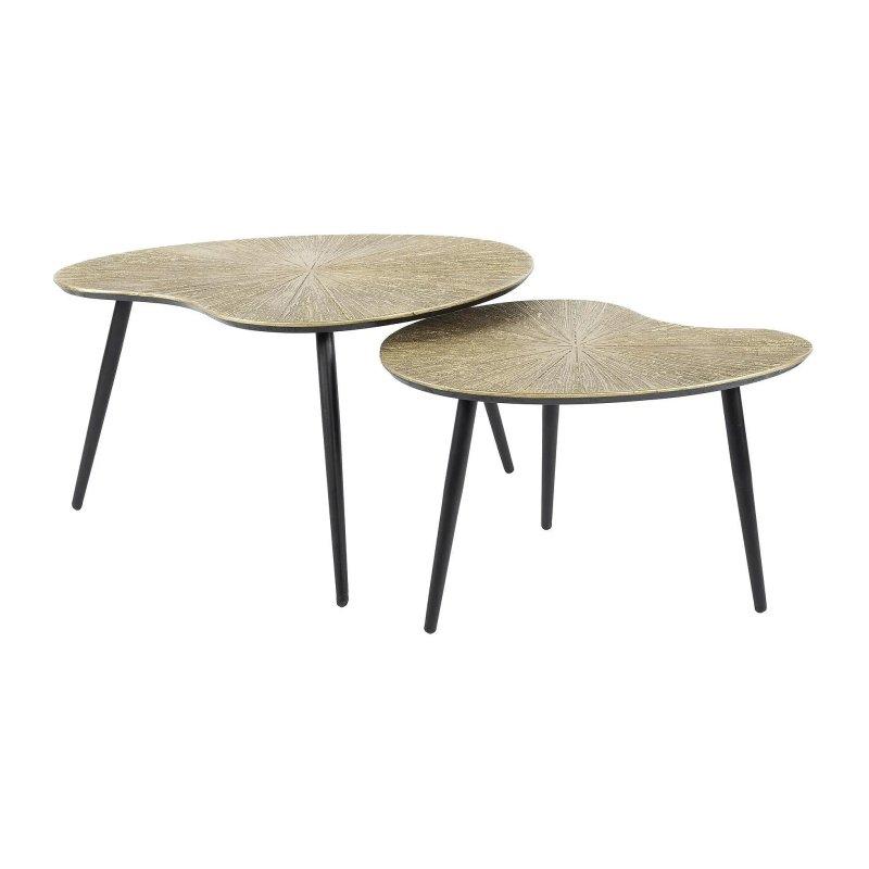 Ahşap Metal Organik Tasarım Orta Sehpa 71x56 cm (2 Parçalı Set) - 102303
