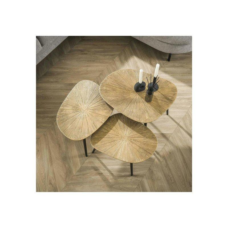 Ahşap Metal Orta Sehpa 62x51x43 cm - Organik Kare Tasarım - 102537
