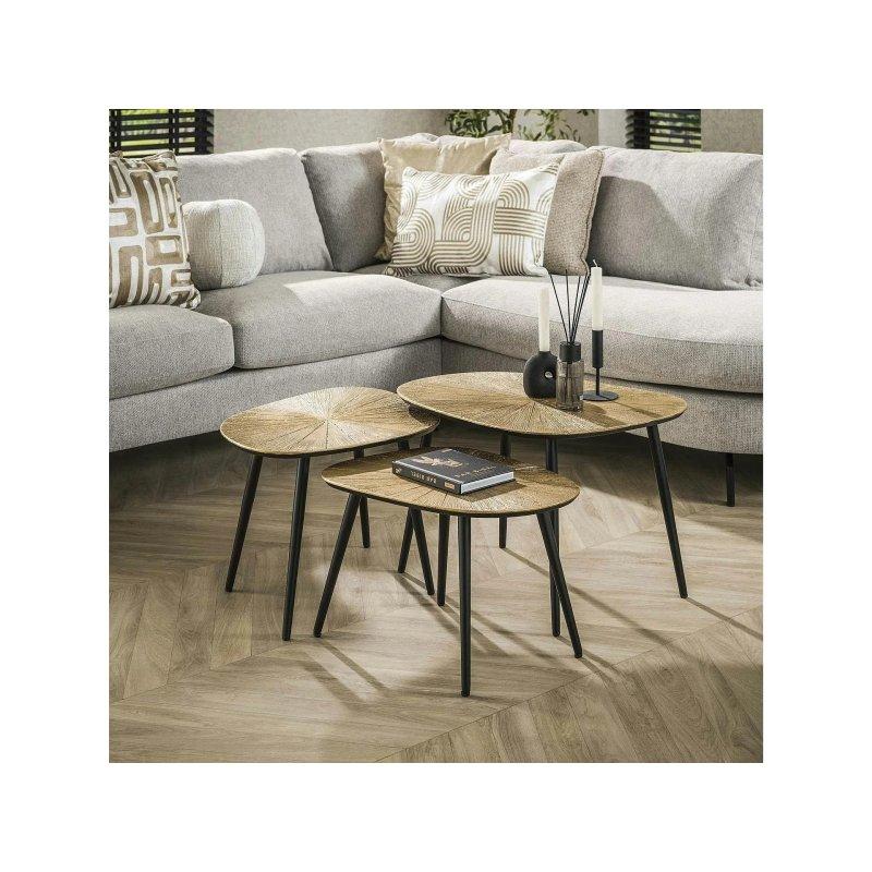 Ahşap Metal Orta Sehpa 62x51x43 cm - Organik Kare Tasarım - 102537