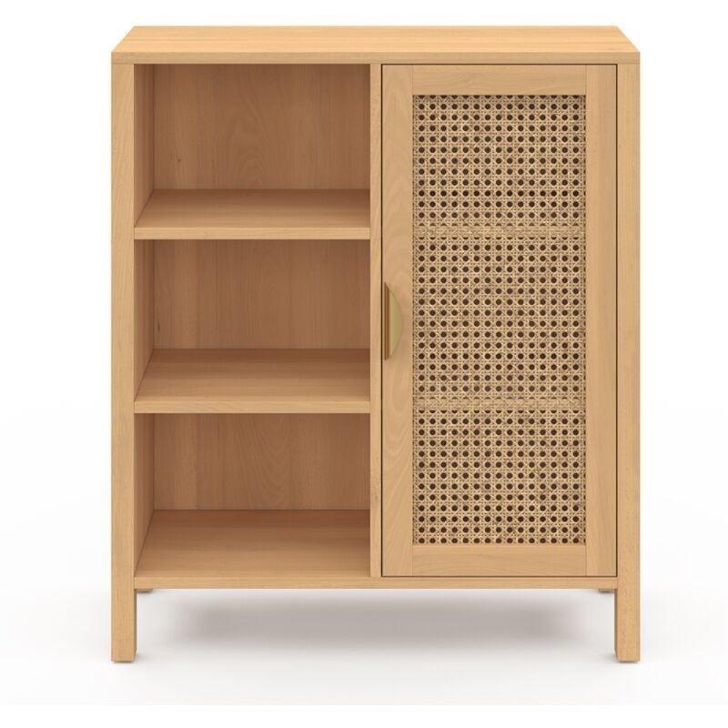Ahşap ve Hasır Kahve Köşesi 70 cm, 3 Raflı, Kapaklı - 100197