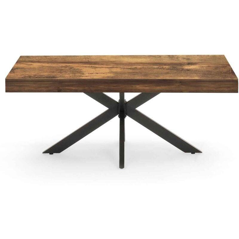 Ahşap ve Metal Orta Sehpa 110x60x45 cm Koyu Ahşap Eskitme Siyah - 103596