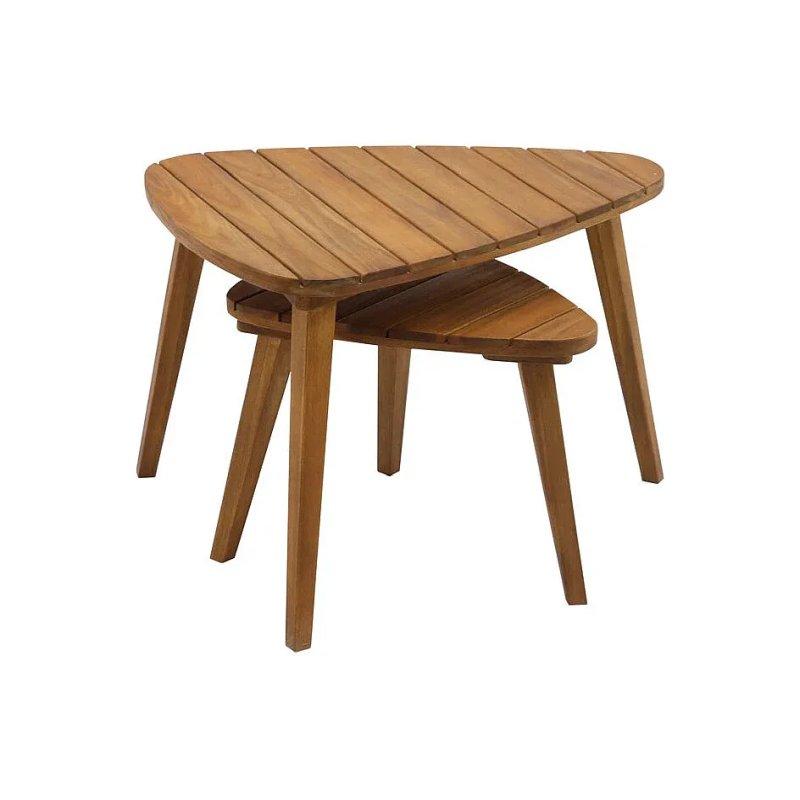 Akasya Masif Ahşap İkili Yuvarlak Orta Sehpa 66 cm - 101901