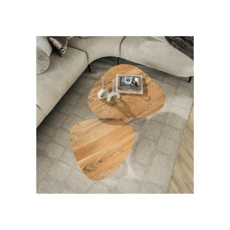 Akasya Zigon Sehpa 84x78 cm 2'li Set Doğal Ahşap - 106450