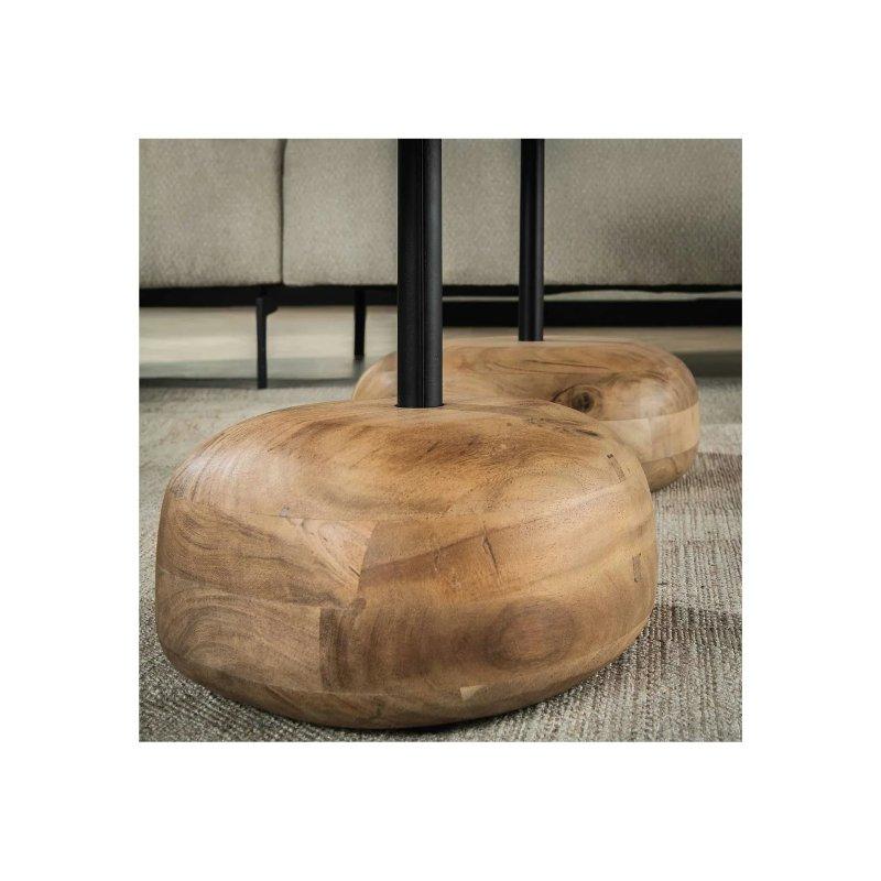 Akasya Zigon Sehpa 84x78 cm 2'li Set Doğal Ahşap - 106450