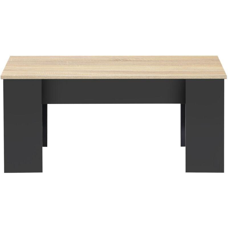 Akıllı Sehpa Açılır Plateau Siyah ve Huş Ağacı Görünümlü 100x50x45 cm - 101724