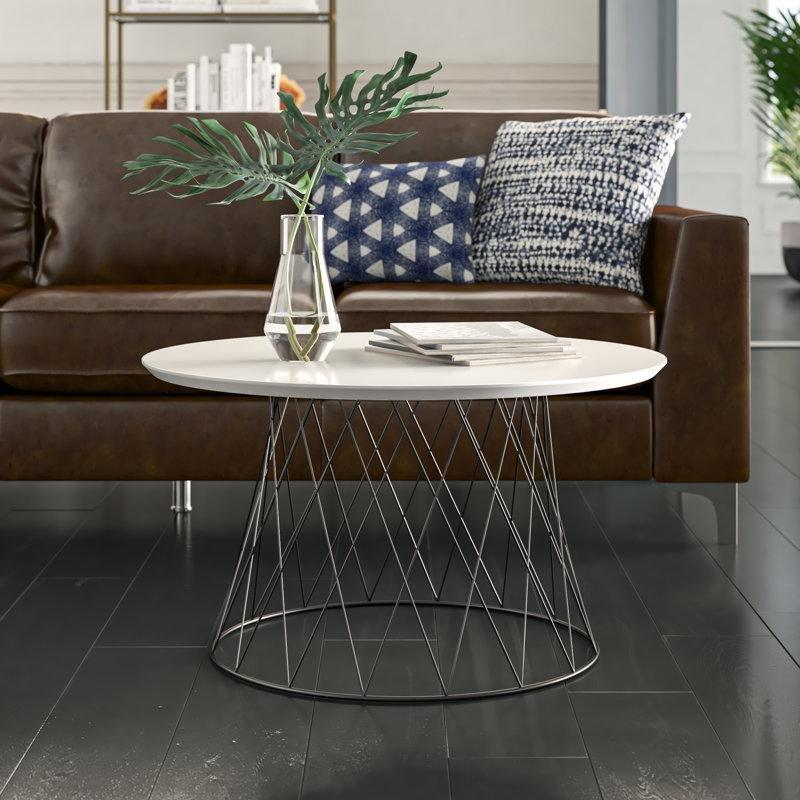 Alcides Ferforje Orta Sehpa Beyaz Endüstriyel Ahşap 80 cm - 104245