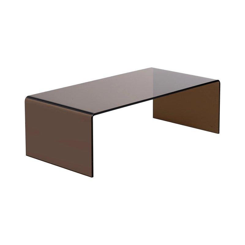 Alonzo Kavisli Temperli Cam Orta Sehpa 110x55 cm Kahverengi - 102405