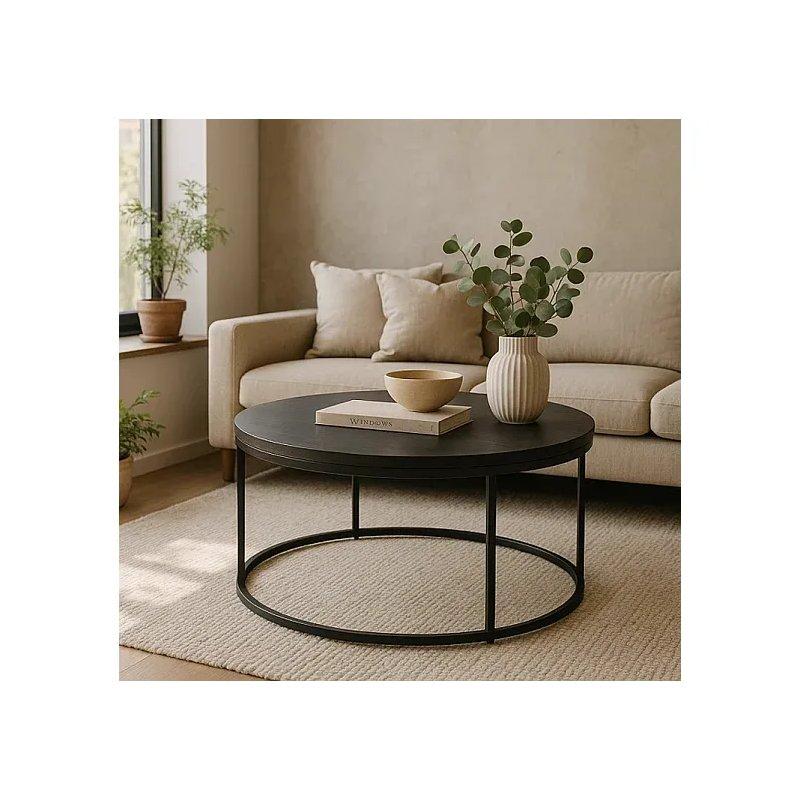 Amon Max Siyah MDF Yuvarlak Orta Sehpa 80 cm - 102699