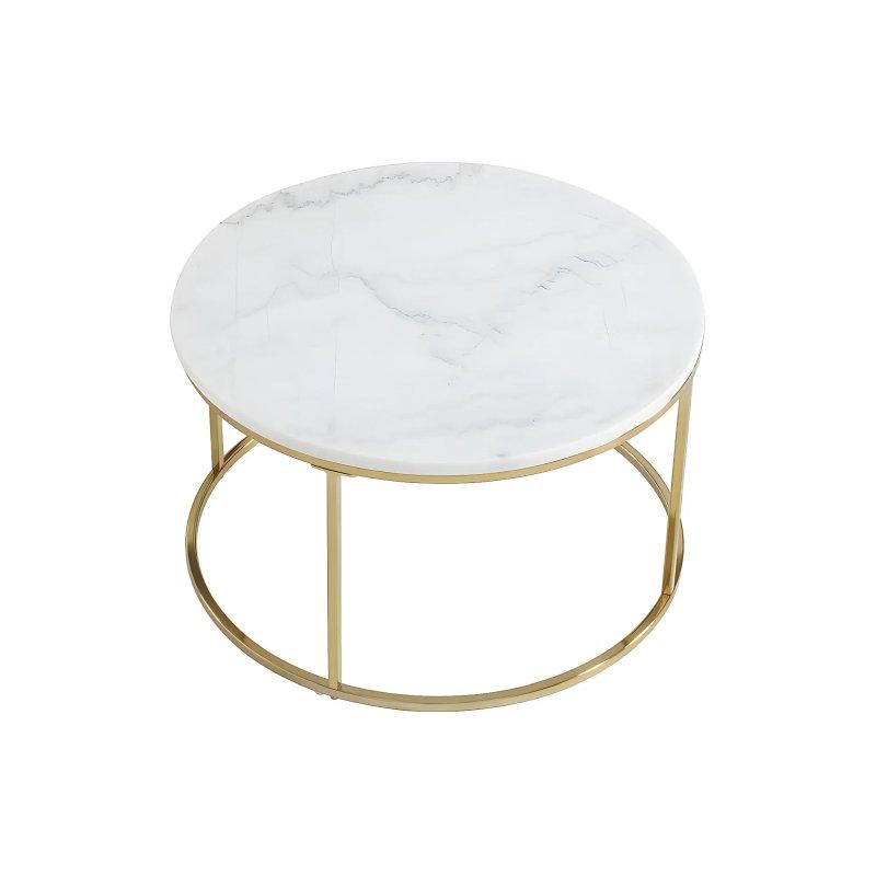 Angela Mermer Orta Sehpa Siyah-Gold 80x80 cm ve 60x60 cm - 102165
